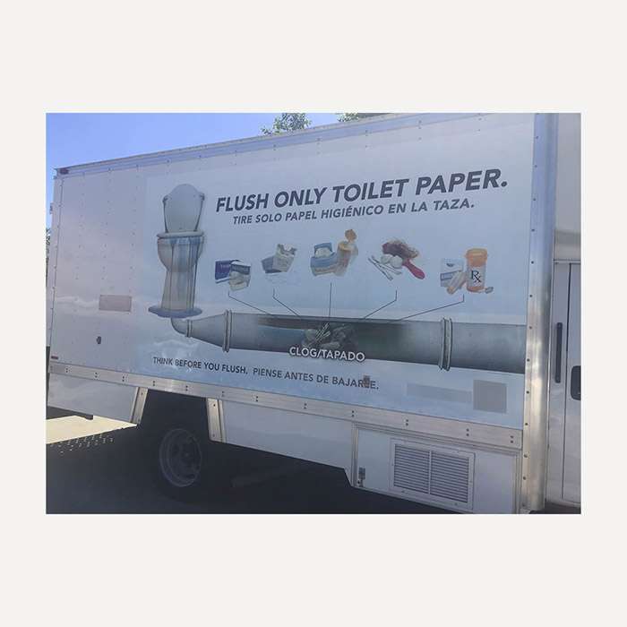 Flush Only Toilet Paper - Camera Truck Sticker / Vehicle Wrap