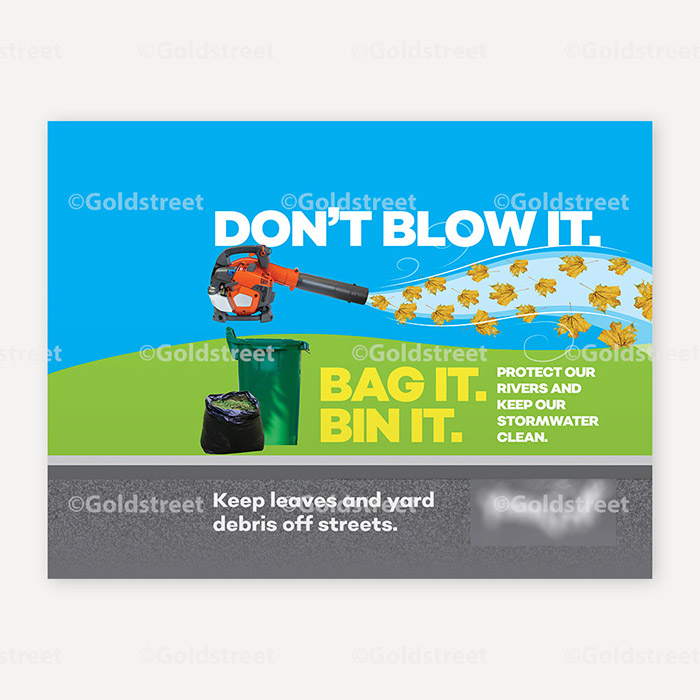 Public Outreach - Public Awareness - "Don't Blow It" "Bag it. Bin It." Stormwater/Stormdrain messaging street sweeper wrap