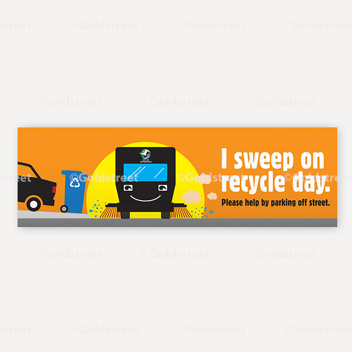 Street sweep on recycle day truck sign 0602A