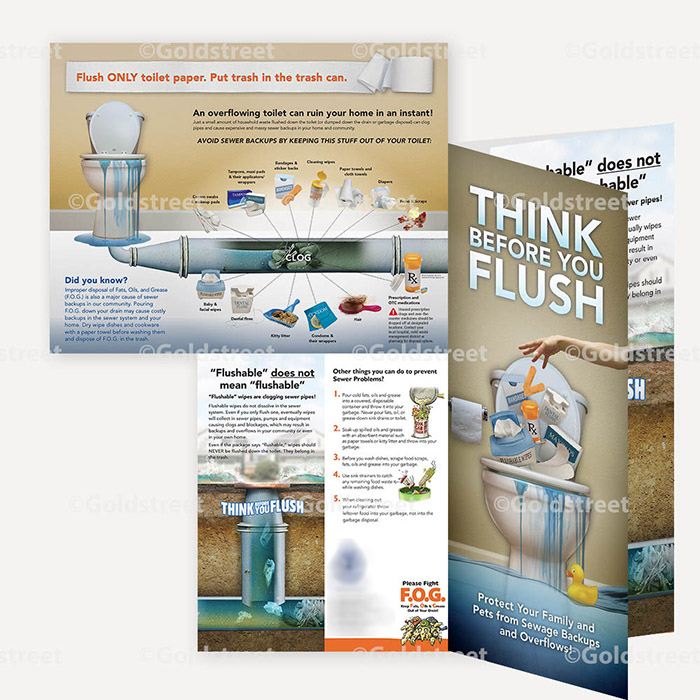 Public Outreach - Public Awareness - "Think Before You Flush" Toilet Trash Brochure