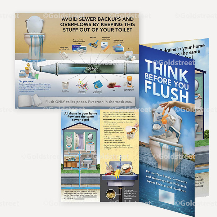Public Outreach - Public Awareness - "Think Before You Flush" Toilet Trash Brochure