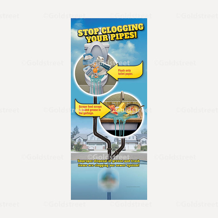 Toilet Trash FOG Banner 33x80 Deluxe Stand 1437