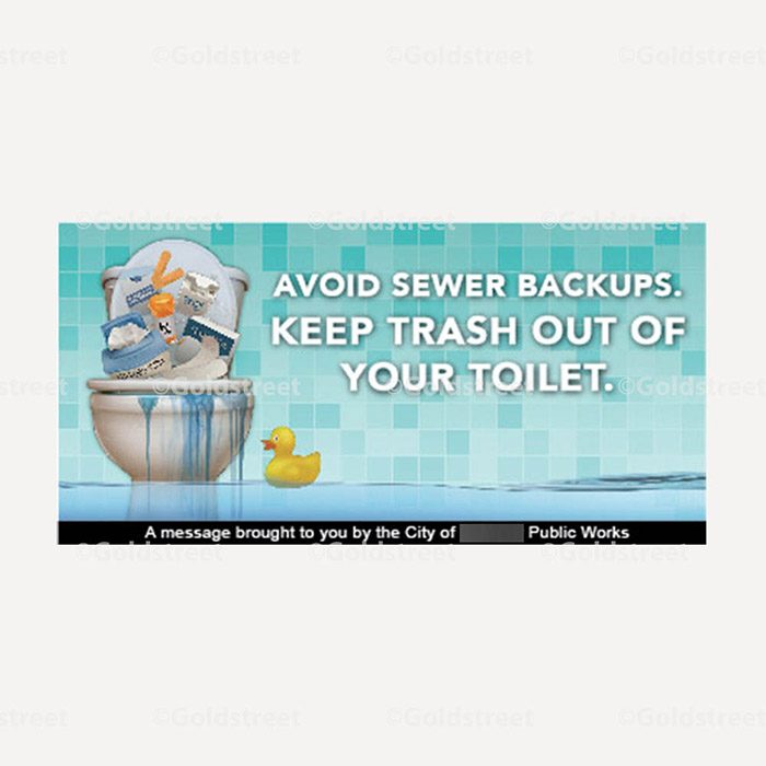 Toilet Trash Snackable "Avoid Sewer Backups, Keep Trash Out of Your Toilet"