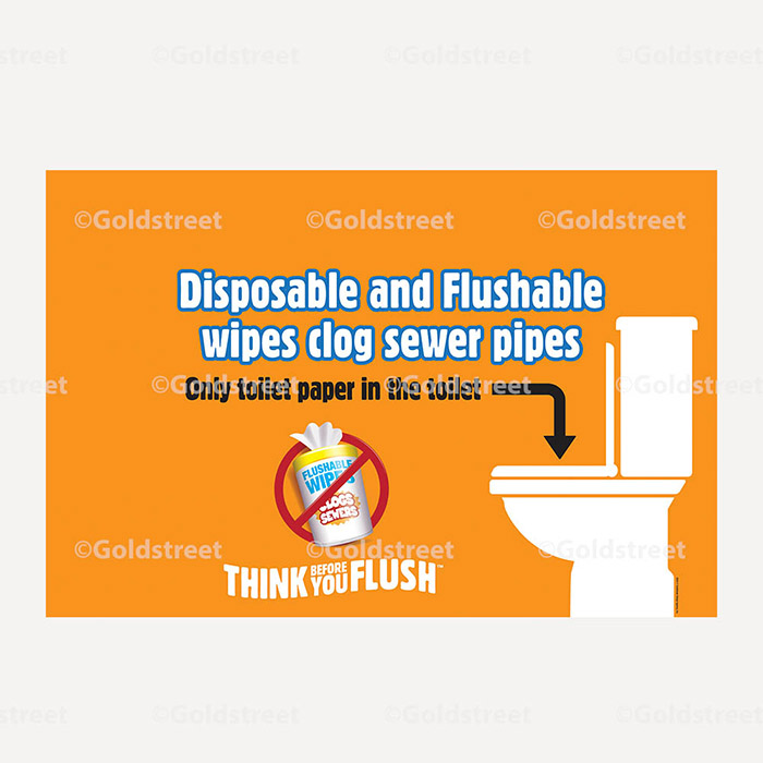 Public Outreach - Public Awareness - Think Before You Flush Toilet Trash and Wipes vehicle magnet