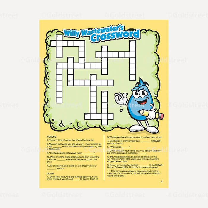 Public Outreach - Public Awareness - Wastewater Kids Crossword 1-6