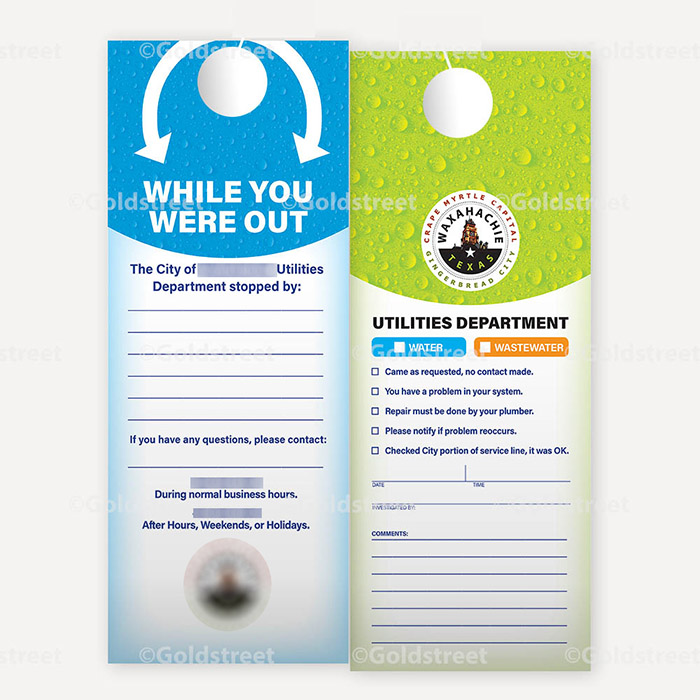 Water Wastewater Notification Door Hanger 4.25x11 1980