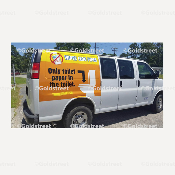 Public Outreach - Public Awareness - "Wipes Clog Pipes" Chevy Van Sticker