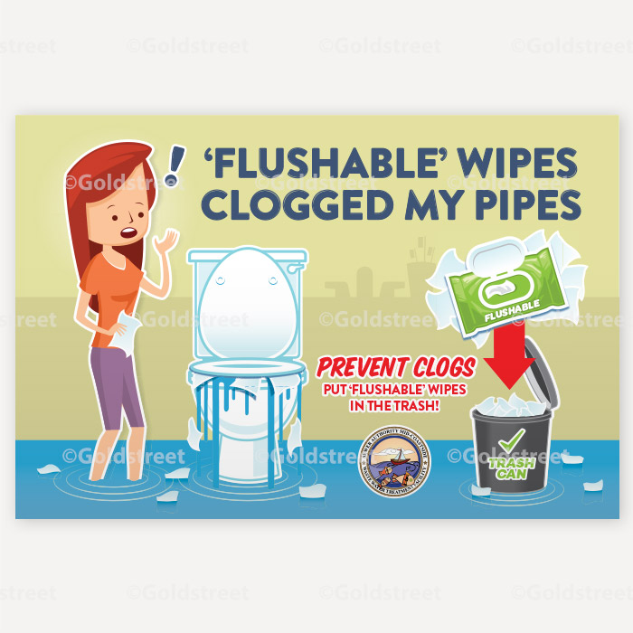 Flushable Wipes Clogged My Pipes - Truck Sticker / Vehicle Wrap