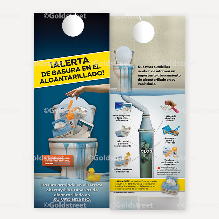 Spanish Flushed Trash Alert - Door Hanger
