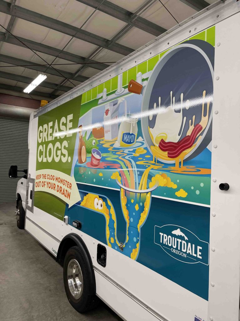 Fats, Oils, Grease & Toilet Trash Truck Stickers Plethora of Sizes